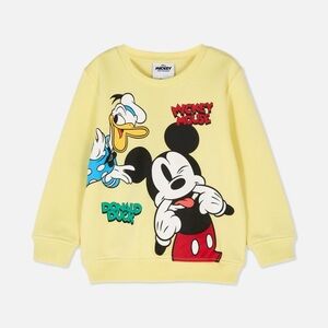 Disney Mickey & Friends Yellow Kids Sweatshirt (Size 2Y-3Y)